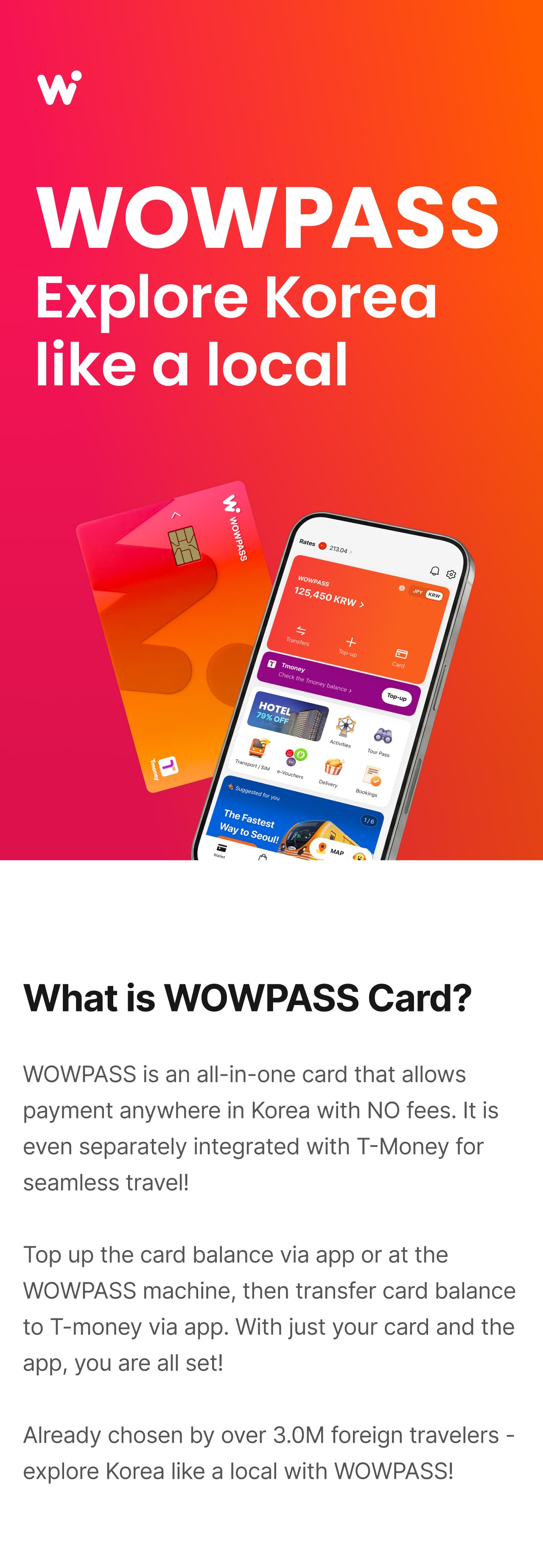 WOWPASS 卡：韓國無現金支付預付卡相片 2